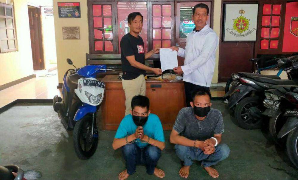 Dua tersangka pencurian laptop. (Dok. Polsek Kasihan)