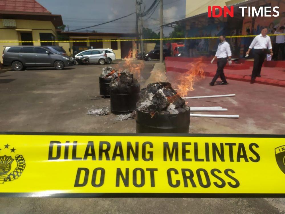 Polda Lampung Musnahkan Puluhan Kg Ganja hingga Sabu dari 15 Tersangka