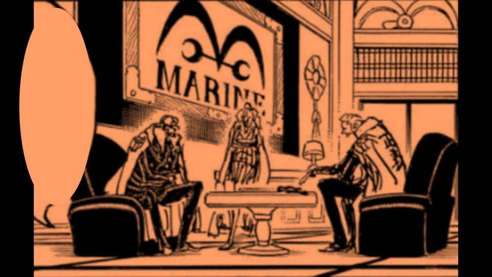 Kurouma bicara dengan Sakazuki dan Borsalino. (Dok. Shueisha/One Piece)