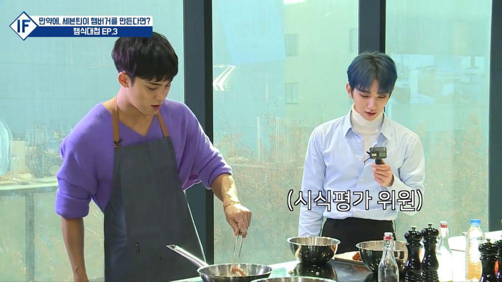 tangkapan layar Mingyu sedang memasak (youtube.com/SEVENTEEN)