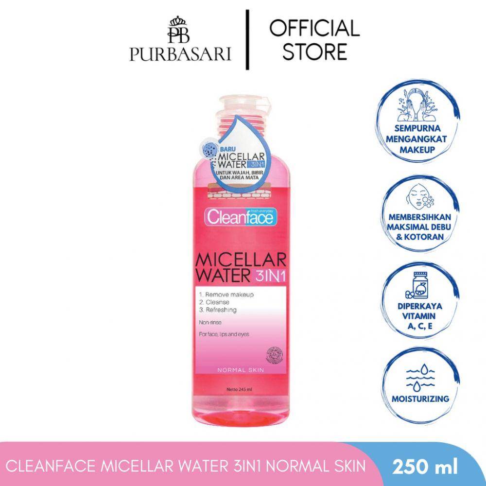 Purbasari Cleanface Micellar Water 3in1 for Normal Skin (shopee.co.id/purbasariofficial)