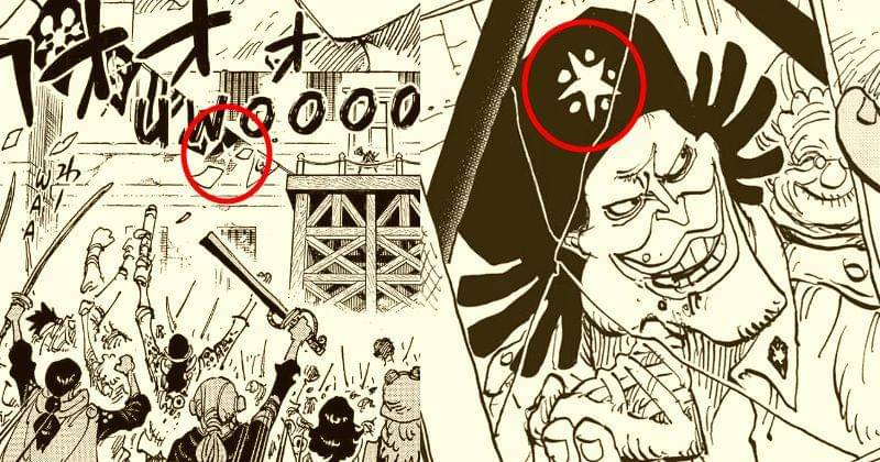 Simbol yang diperkirakan adalah lambang negara asal Gaburu. (mangaplus.shueisha.co.jp/One Piece)