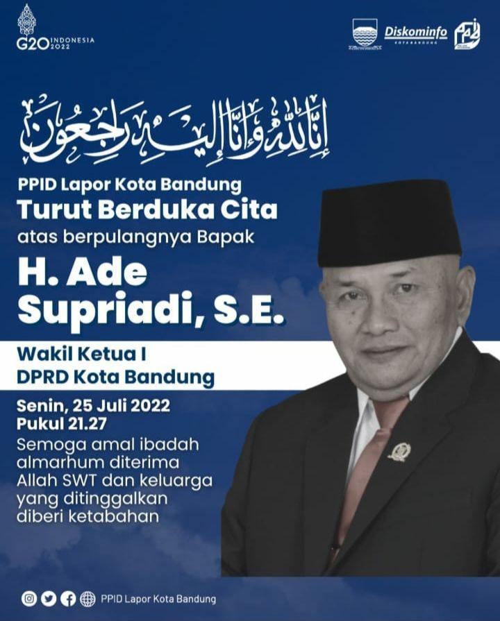 Wakil Ketua DPRD Kota Bandung Ade Supriadi Meninggal Dunia