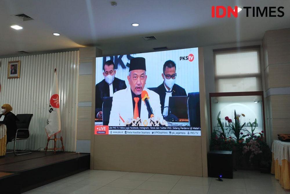 Sidang MK tentang gugatan presidential threshold 20 persen yang dilakukan secara daring oleh PKS. (IDN Times/Ilman Nafi'an)
