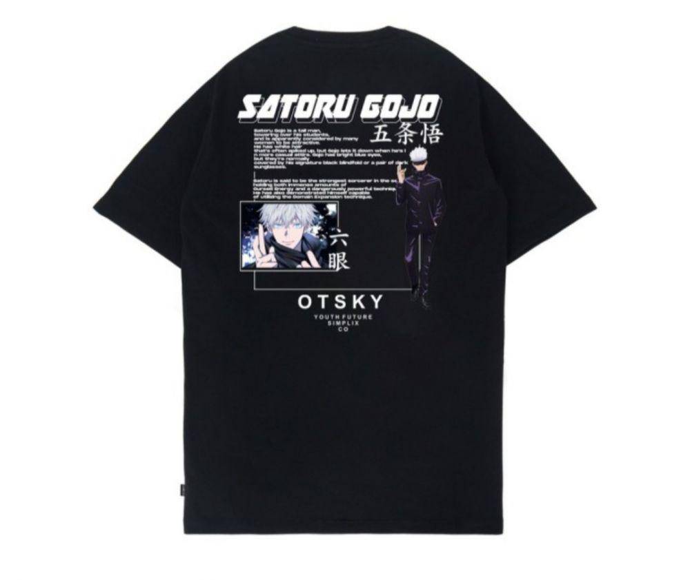 Otsky | Kaos Anime Gojo Satoru Jujutsu Kaisen Black and White x P1039A 2Dand3D (tokopedia.com/desniashop)