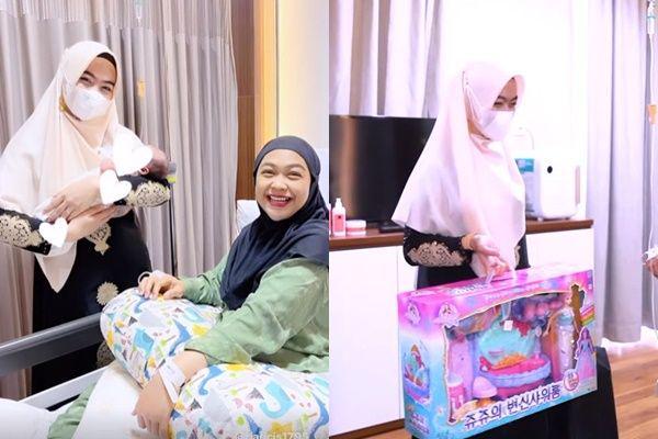 10 Potret Kakak Ria Ricis Jenguk Baby R, Bawa Banyak Kado Mewah