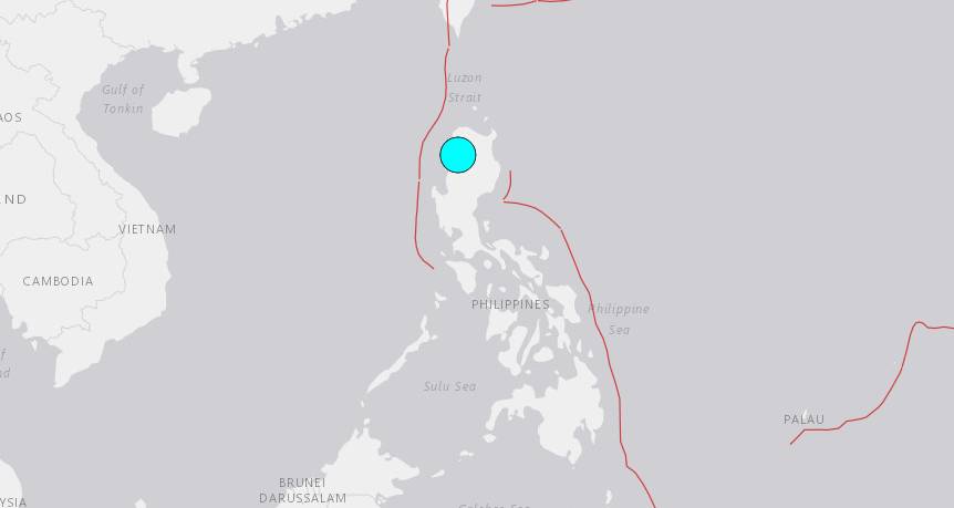 Tangkapan layar wilayah gempa di utara Filiphina, Kamis 27 Juli 2022. (earthquake.usgs.gov)