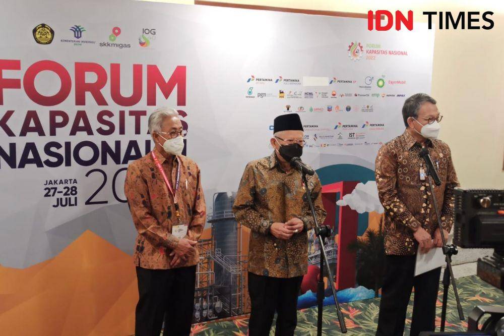 Wakil Presiden Ma'ruf Amin dalam Forum Kapasitas Nasional Tahun 2022 di JCC, Rabu (27/7/2022). (IDN Times/Trio Hamdani).