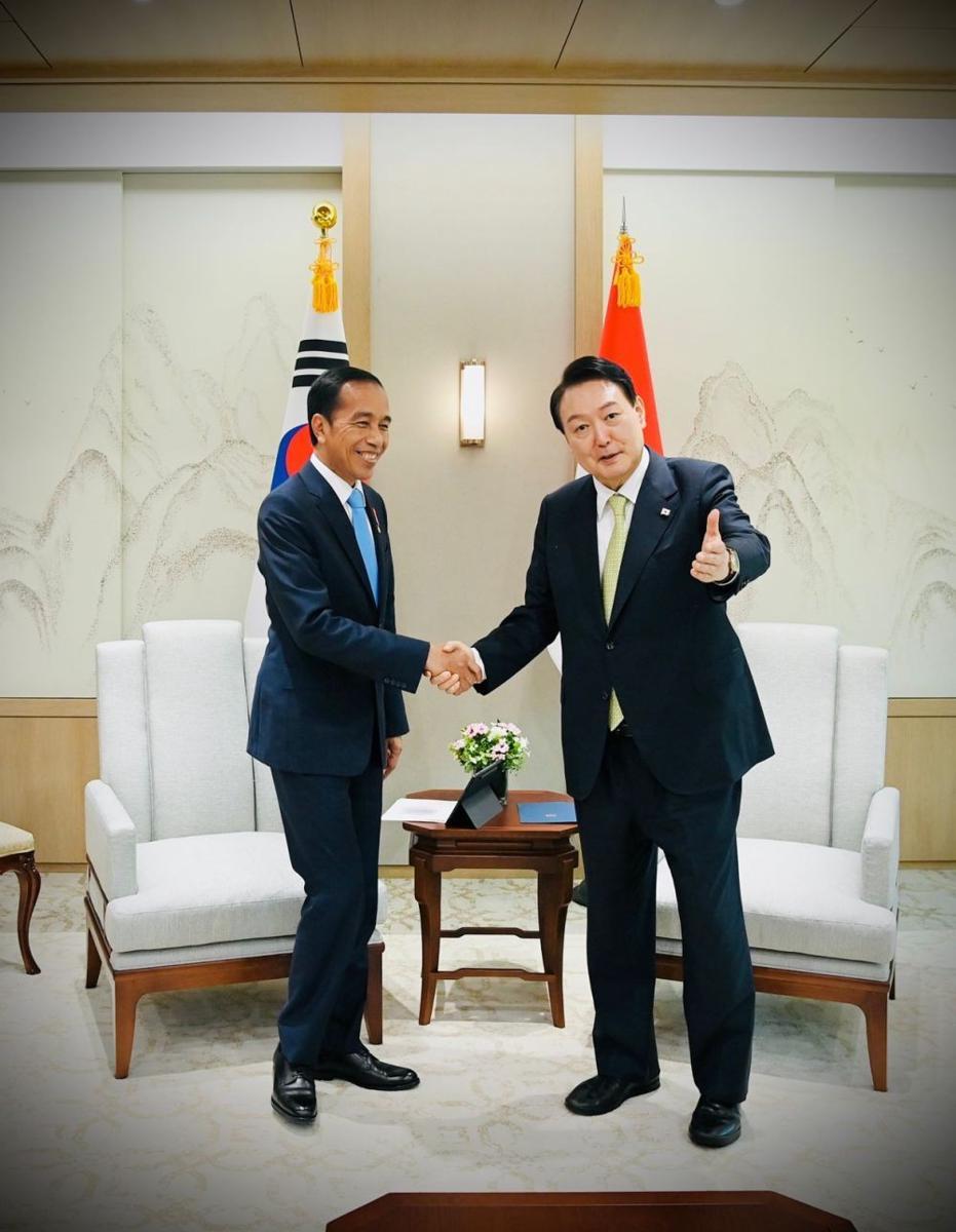 Presiden Jokowi bertemu Presiden Korea Selatan Yoon Suk-yeol di Kantor Kepresidenan Yongsan, Seoul (dok. Sekretariat Presiden)