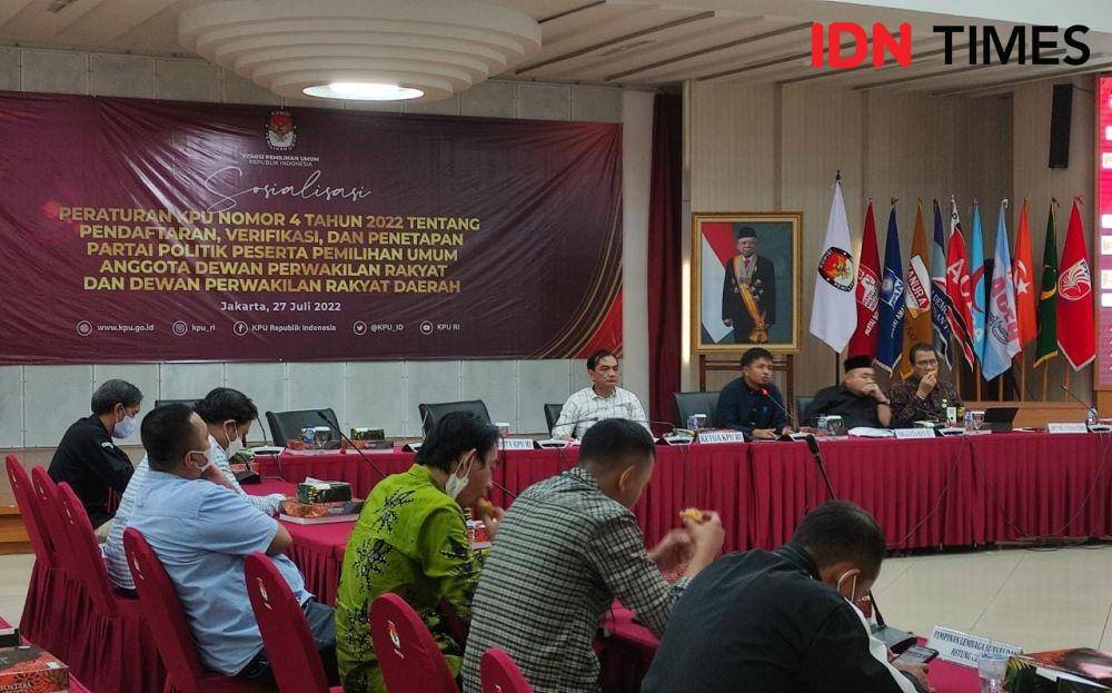 Sosialisasi Peraturan KPU Nomor 4 Tahun 2022 Tentang Pendaftaran, Verifikasi, dan Penetapan Partai Politik Peserta Pemilu. (IDN Times/Yosafat Diva Bayu Wisesa)