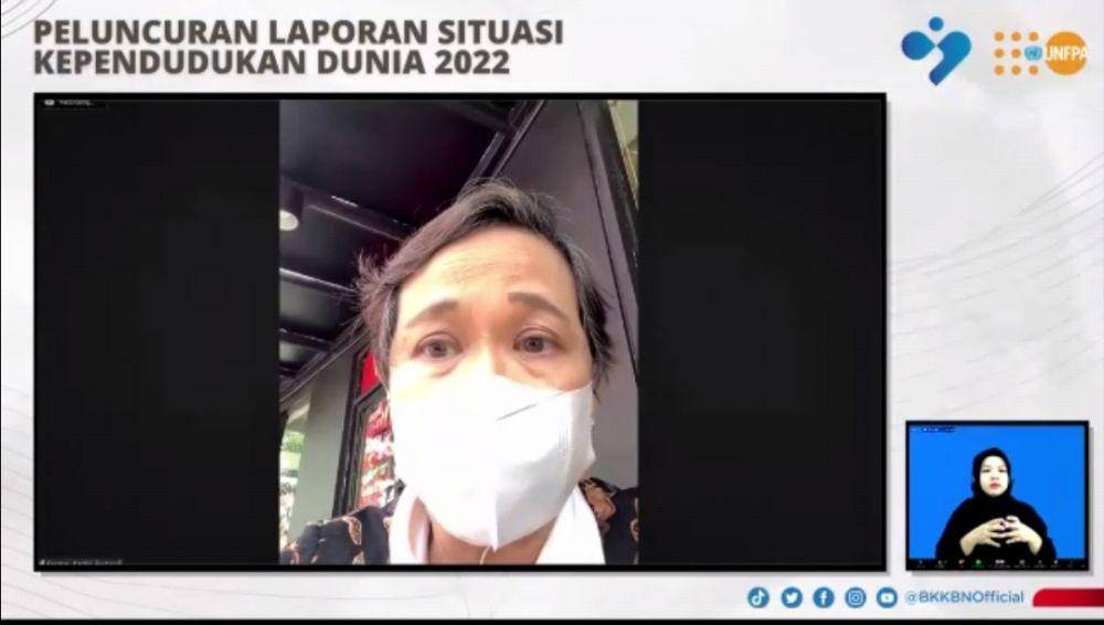 Direktur Kesehatan Usia Produktif dan Lanjut Usia Kementerian Kesehatan (Kemenkes), Kartini Rustandi saat Peluncuran Laporan Situasi Kependudukan Dunia 2022, Jumat (29/7/2022). (Dok. Pribadi).