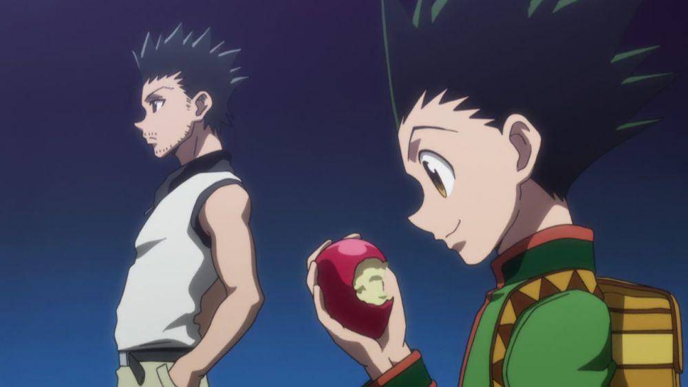 Gon bertemu dengan Ging (dok. MADHOUSE/Hunter x Hunter 2011)