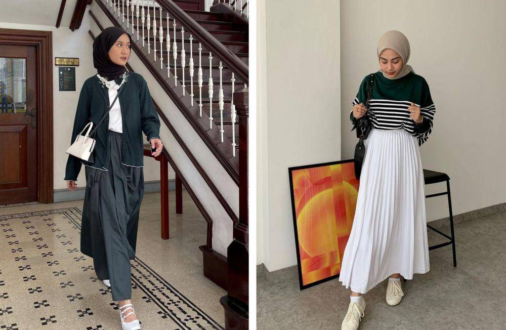 inspirasi outfit warna emerald green untuk hijabers (instagram.com/inasrana | instagram.com/diantyy.a)