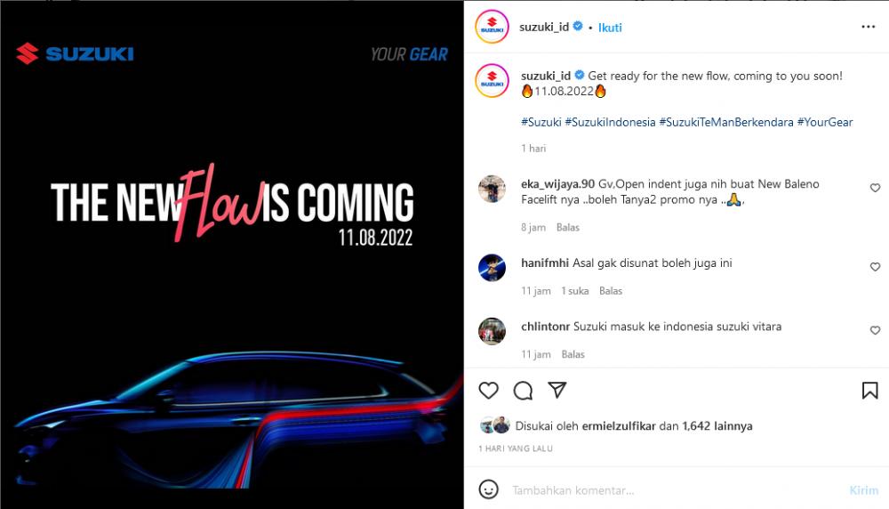 Suzuki memberikan teaser mobil terbarunya (Instagram.com/@suzuki_id)
