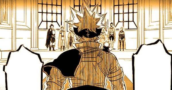 Asta menjalani pelantikannya sebagai ksatria sihir senior ( Dok. Mangaplus / Black Clover )