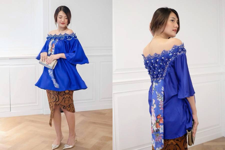 inspirasi OOTD kondangan berwarna cerah (instagram.com/anissaaziza)