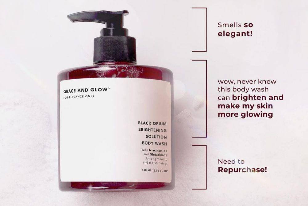 Grace and Glow Black Opium Brightening Body Wash (instagram.com/graceandglow.id)