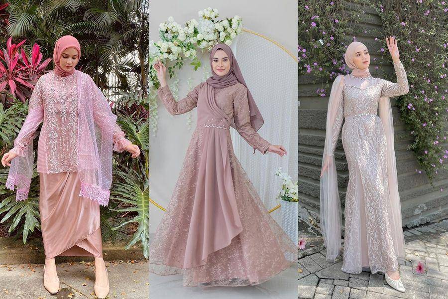 inspirasi gaun dan kebaya hijab untuk lamaran (instagram.com/helwabasheel | instagram.com/mutiaraislamia | instagram.com/vinamaulina)