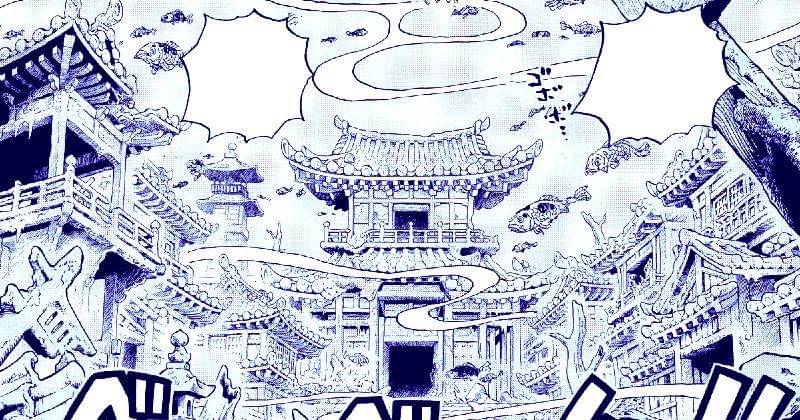 Penampakan Wano bawah laut. (mangaplus.shueisha.co.jp/One Piece)