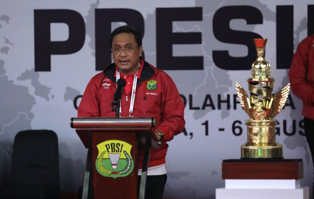 Ketum PP PBSI, Agung Firman Sampurna di pembukaan Kejuaraan Bulu Tangkis Piala Presiden 2022 (dok. PP PBSI)