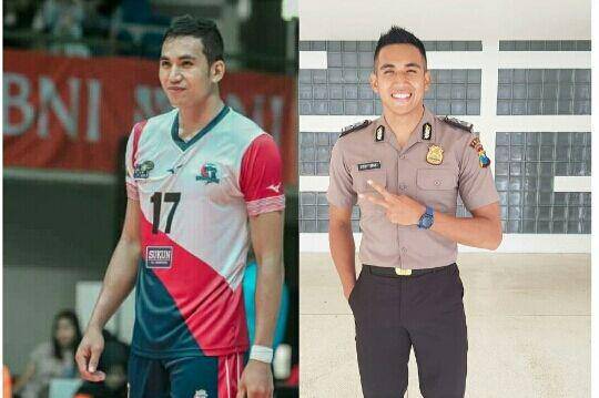 potret Rendy Tamamilang berseragam polisi dan atlet voli (instagram.com/rendytamamilang96 | instagram.com/tamamilang_team)