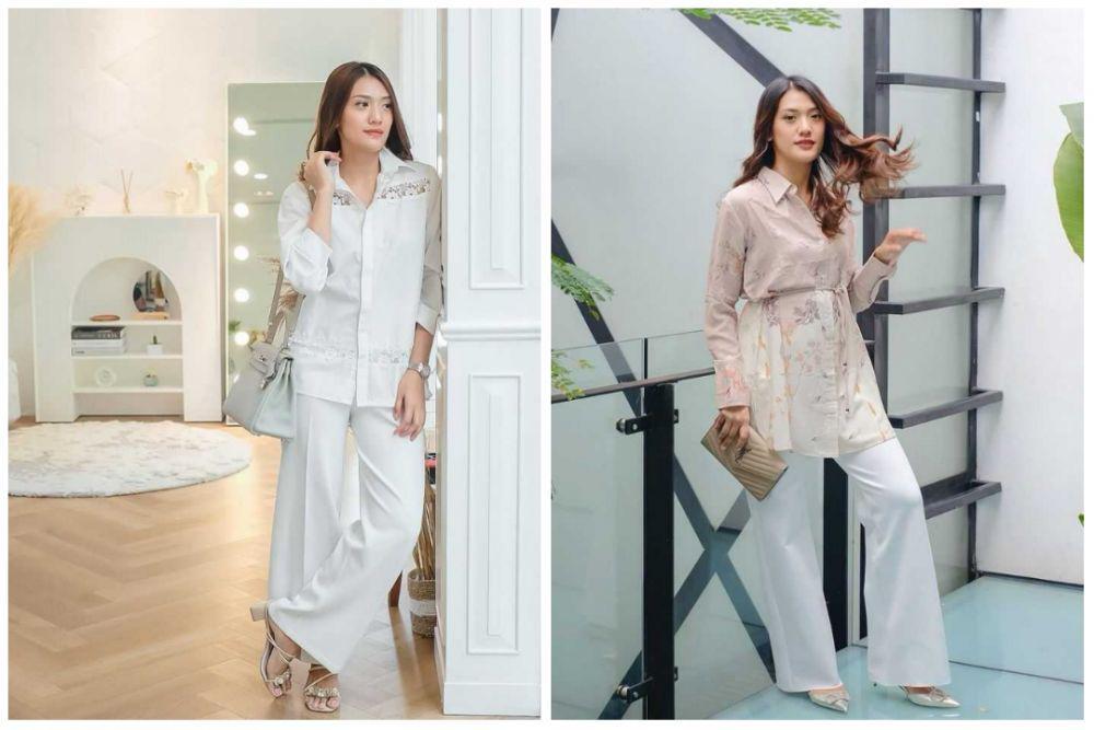 9 Ide Outfit ke Kantor ala Anissa Aziza, Didominasi Warna Putih
