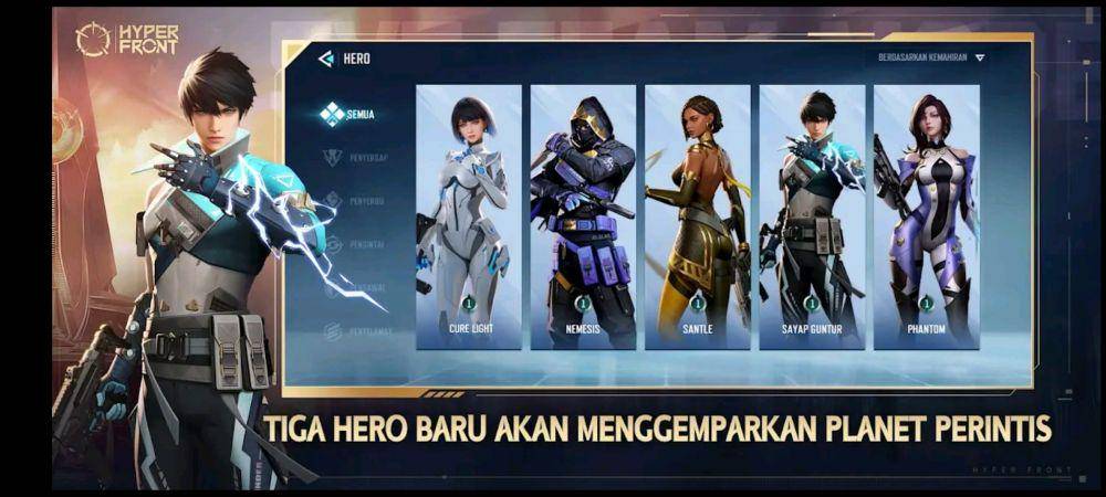 Berbagai pahlawan di Hyper Front yang punya kemampuan berbeda-beda (dok. NetEase/Hyper Front)