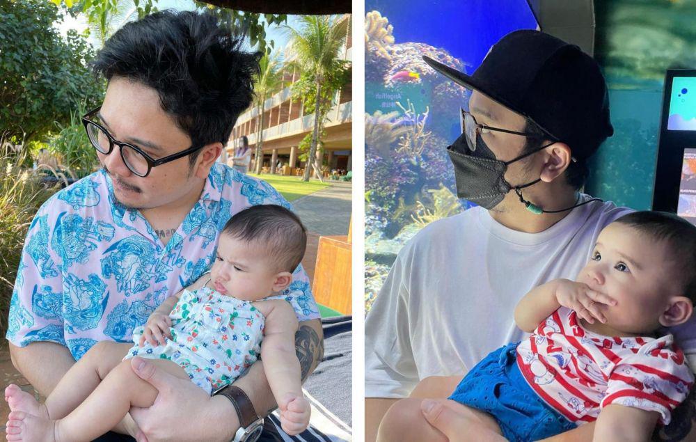 9 Potret Derby Romero saat Momong Anak, Jadi Papa Siaga!