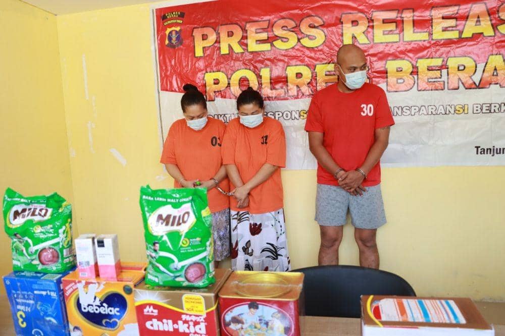 Tiga tersangka diamankan dalam kasus pencurian minimarket di Berau (dok. Istimewa)