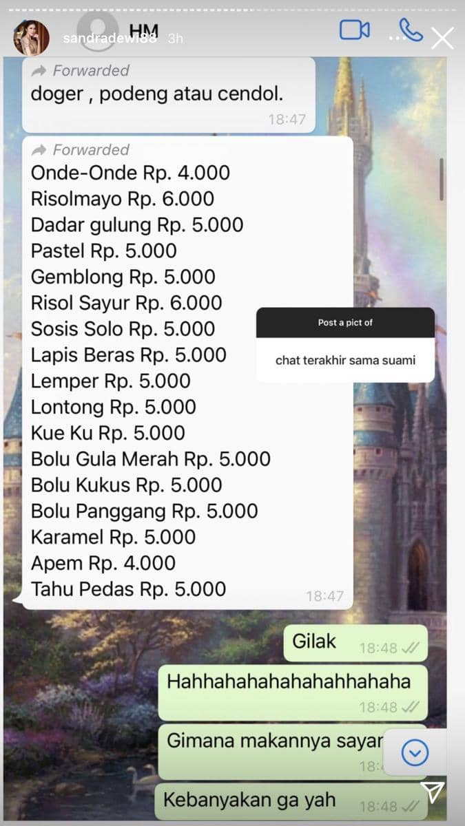 isi chat Sandra Dewi dan Harvey Moeis (instagram.com/sandradewi88)