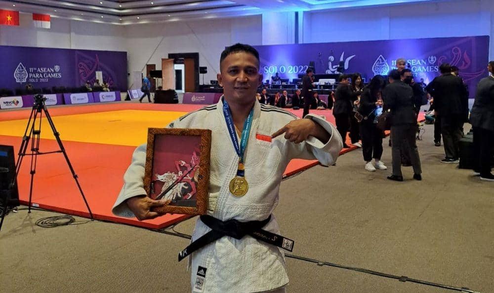 Sahrul Sulaiman berhasil merebut medali emas cabor judo di ASEAN Para Games (Dok.PJSI Sumut)