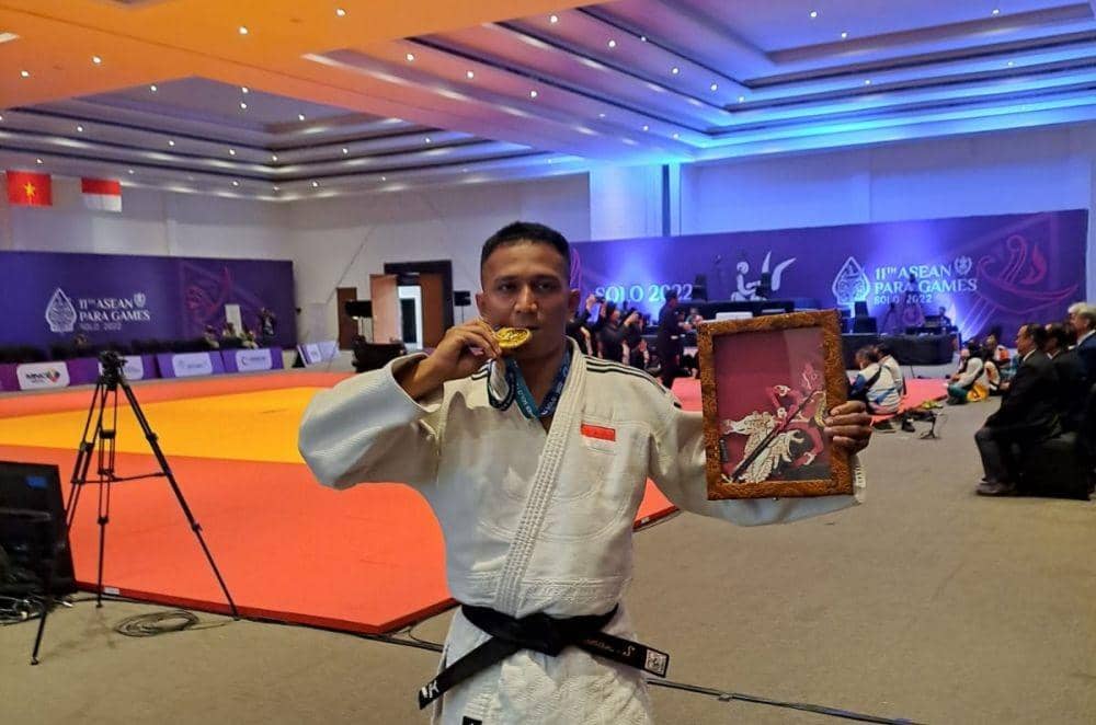 Sahrul Sulaiman berhasil merebut medali emas cabor judo di ASEAN Para Games (Dok.PJSI Sumut)
