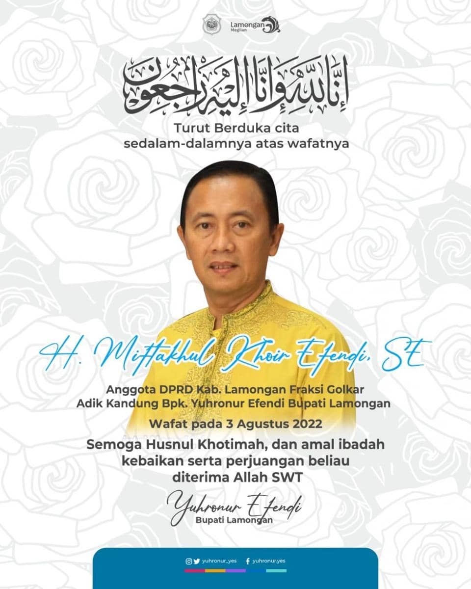 Adik Bupati Lamongan Tutup Usia Saat Jalani Perawatan di Rumah Sakit