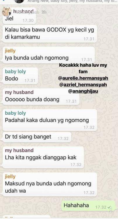 tangkapan layar chat Ashanty di grup keluarga (instagram.com/ashanty_ash)