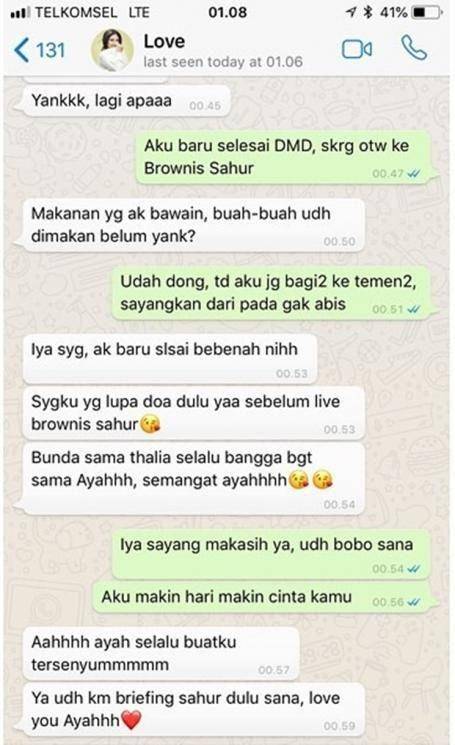 tangkapan layar chat Sarwendah dan Ruben (instagram.com/sarwendah29)