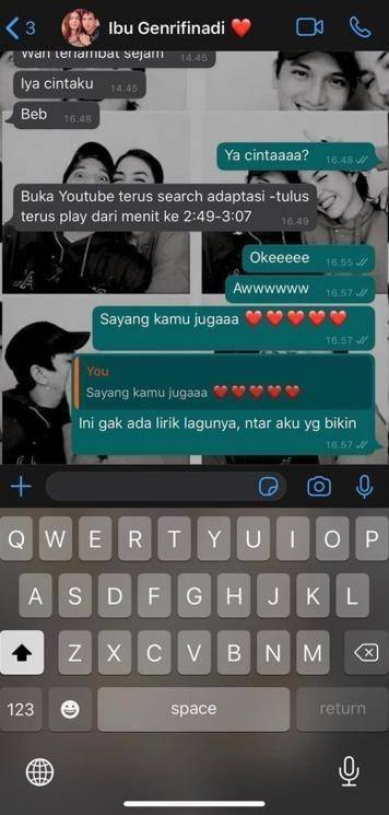 tangkapan layar chat Ge Pamungkas dan istri (instagram.com/gepamungkas)