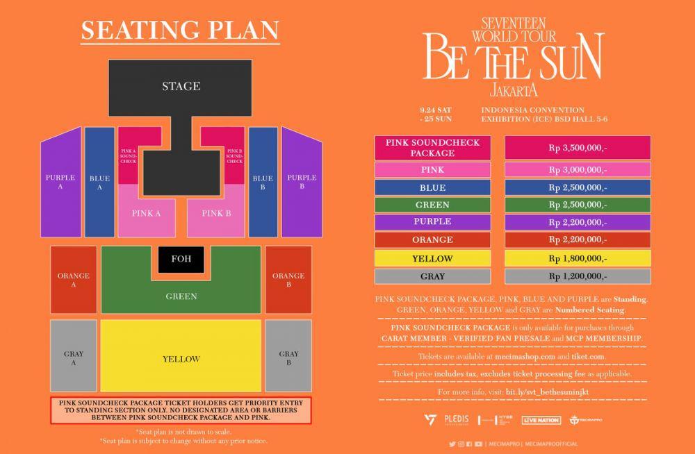 seating plan dan harga tiket konser SEVENTEEN World Tour : Be The Sun di Jakarta (twitter.com/mecimapro)