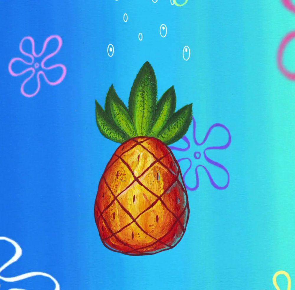 Buah nanas jatuh dari daratan. (dok.Nickelodeon/SpongeBob SquarePants)
