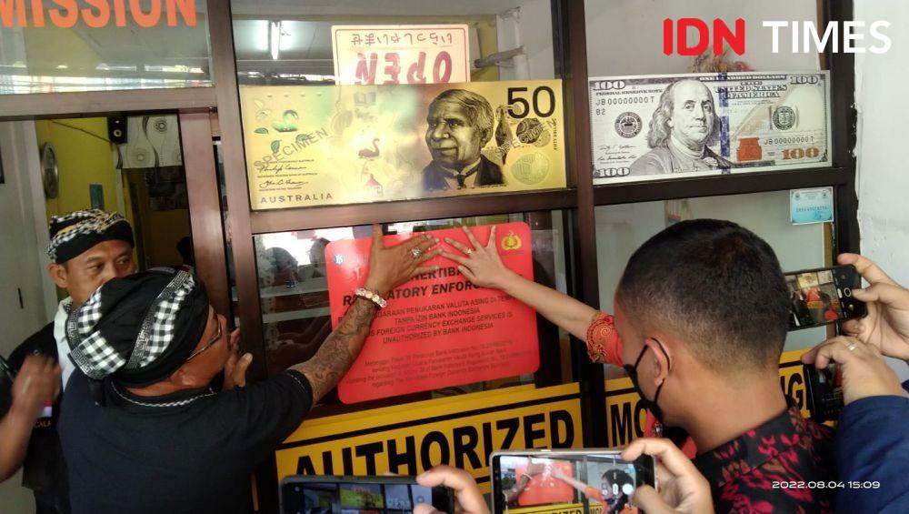 11 Money Changer Bodong di Kuta Ditutup, Membandel Copot Segel