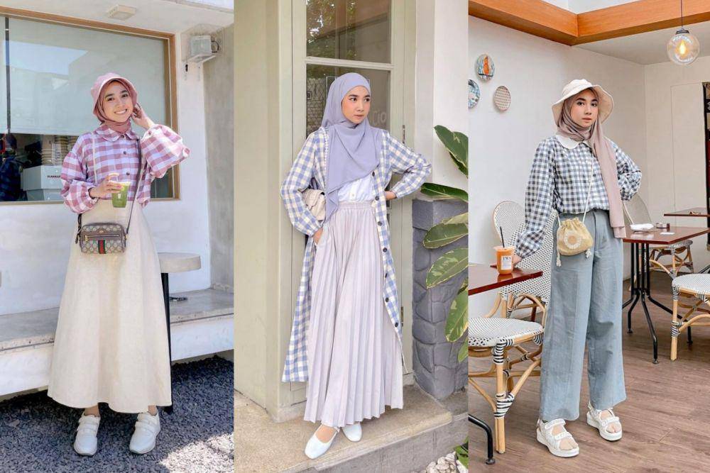 ide padu padan outfit motif gingham ala Richa Etika (instagram.com/richaeu)