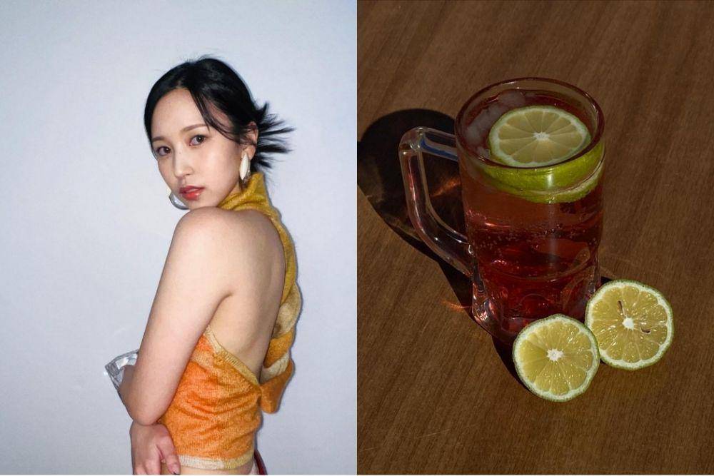 Mina TWICE (instagram.com/mina_sr_my) | Minuman jahe (instagram.com/thecloudrink)