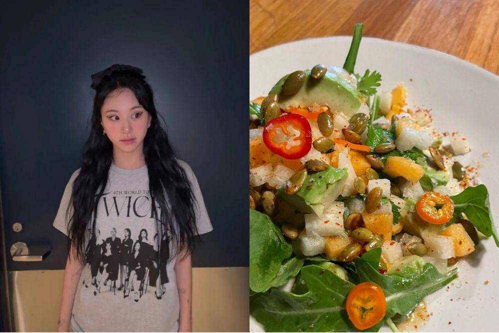Chaeyoung TWICE (instagram.com/twicetagram) | Salad arugula (instagram.com/cheflove)