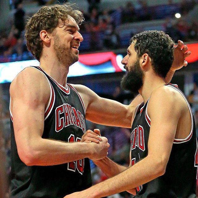 Nikola Mirotic dan Pau Gasol saat berseragam Chicago Bulls. (instagram.com/nikolamirotic33)