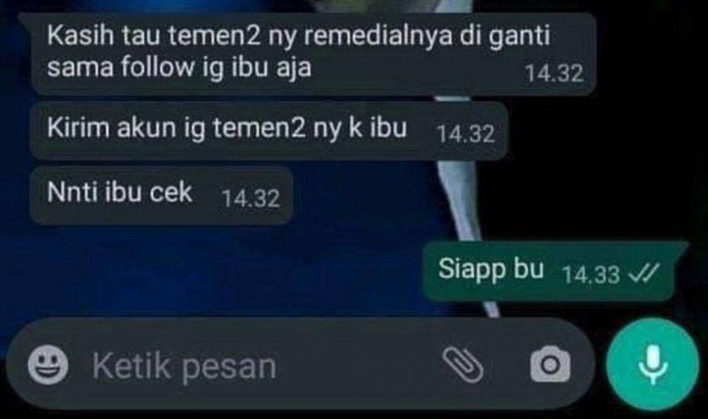 chat guru dan murid saat sekolah online (twitter.com/txtdaripelajar)