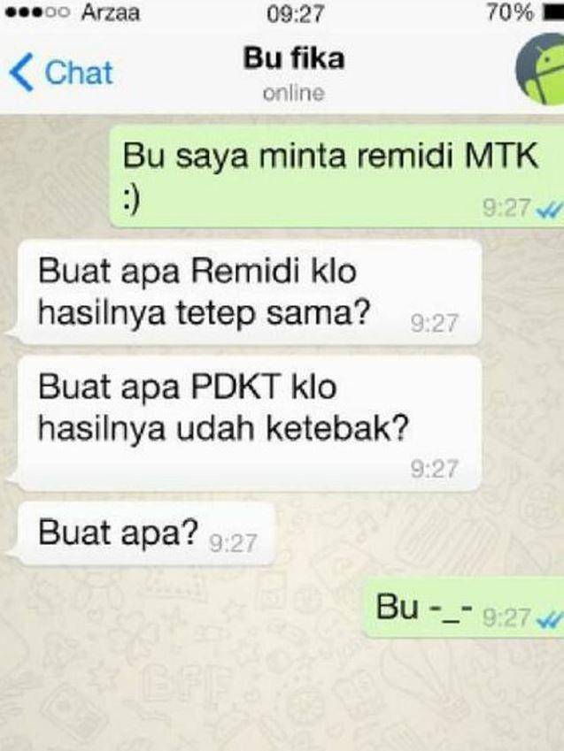 chat guru dan murid saat sekolah online (instagram.com/awreceh.id)