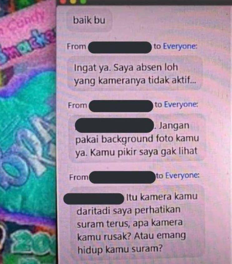 chat guru dan murid saat sekolah online (twitter.com/txtdaripelajar)