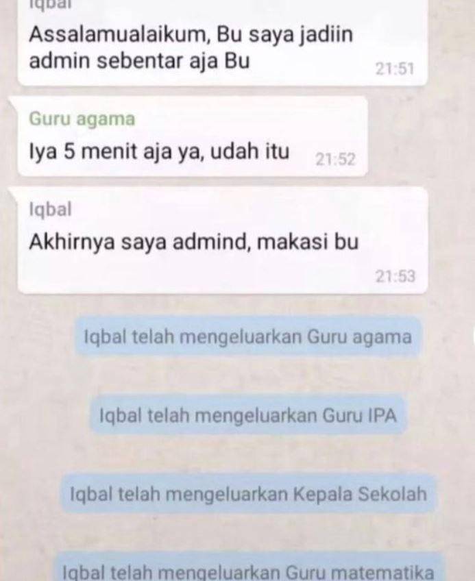 chat guru dan murid saat sekolah online (twitter.com/txtdaripelajar)