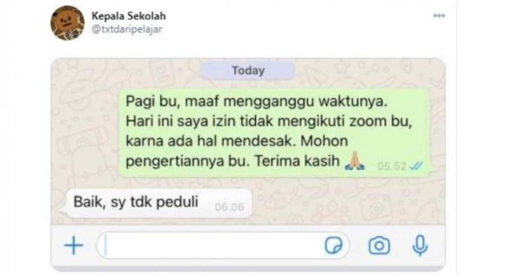 chat guru dan murid saat sekolah online (twitter.com/txtdaripelajar)