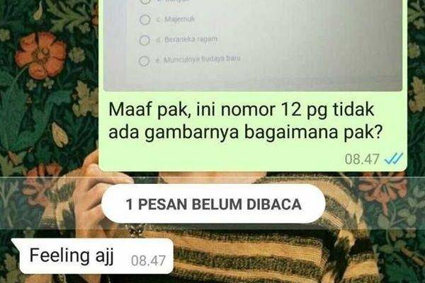 chat guru dan murid saat sekolah online (facebook.com/kementrianhumorindonesia)