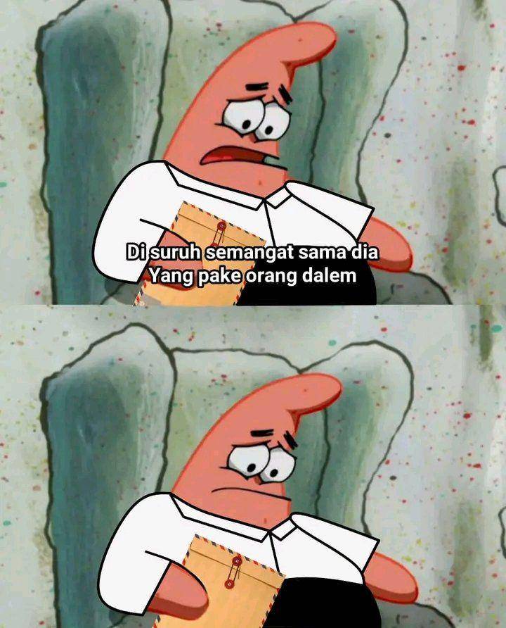 meme permasalahan hidup ala patrick star (twitter.com/worksfess)